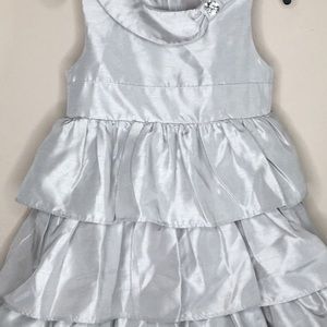 4T Little Girls Silver Ruffled Dress
